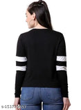 Solid cotton women's round neck full sleeve T-shirt, perfect for everyday casual wear
