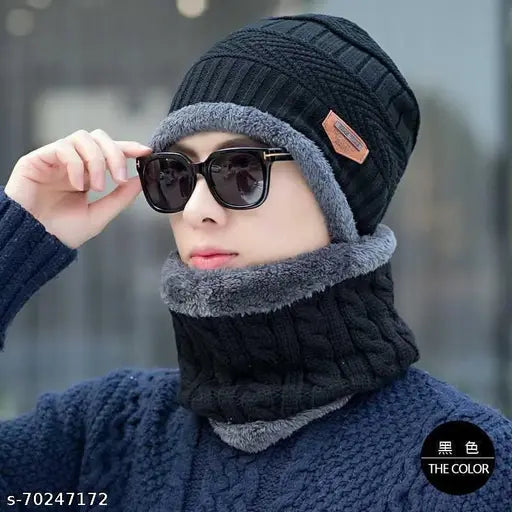 Black neck cap winter accessory fashionable clothing