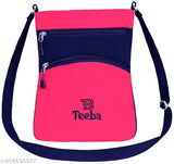 Black and pink crossbody bag with small pockets, ideal for travel