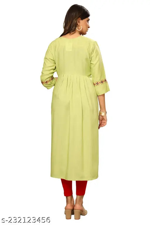 Embroidered rayon cotton kameez nayra cut long sleeves