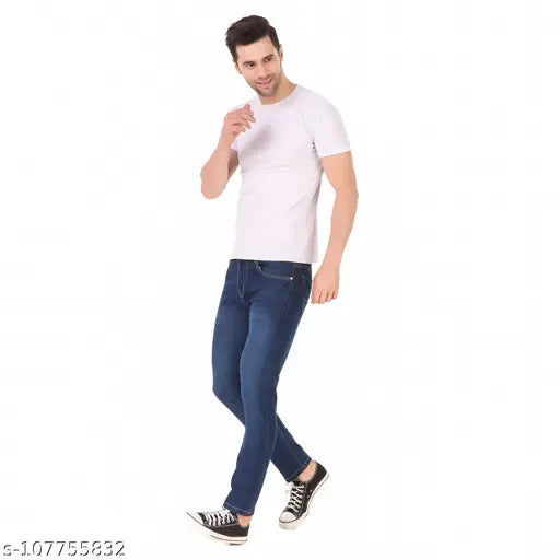 Men's denim jeans, classic fit for sizes 28, 30, 32, and 34 (28in/40in/34in, 30in/40in/36in, 32in/40in/38in, 34in/40in/40in), Indian origin