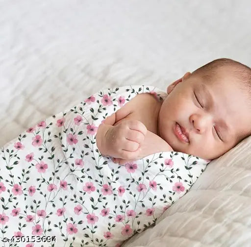 Floral plain cotton baby swaddlerpack, soft and breathable for AC room use, perfect for infant and toddler sleep
