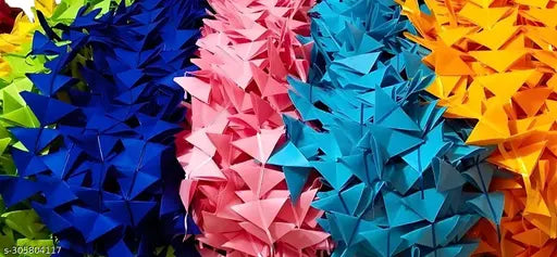 Multicolor felt triangle net cloth garland for Mehndi, Haldi, wedding parties & festivals (10 pcs)