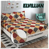 Ethnic motif cotton, elastic double bedsheet with 2 pillow covers, 90x90 inch and deep pocket size 6 inch, ideal for summer adult use