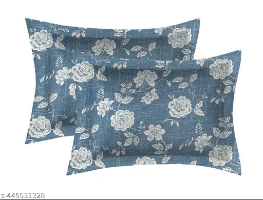 Double bed glace cotton fitted sheets with botanical print, 2 pillow covers (72x78 inches). Luxurious and comfortable for summer sleep