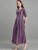 Trendy printed crepe A-line kurti for women, lightweight & breathable, ideal for casual, office, or regular wear (S-XXL)