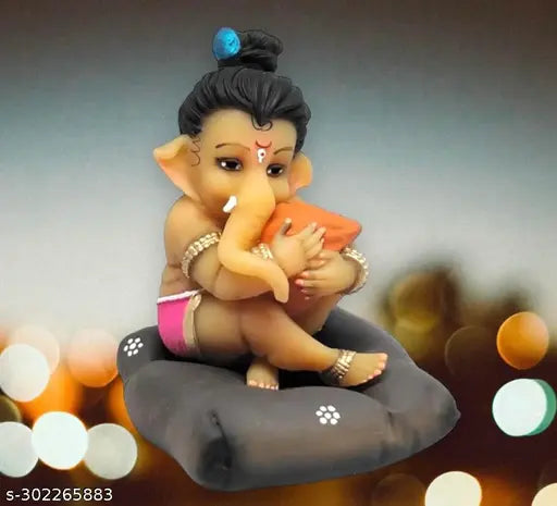 Resin Ganesh idol for car dashboard, 2.5x3.5x2.5 inches, Indian-made spiritual showpiece for pooja room, home decor, and gifts
