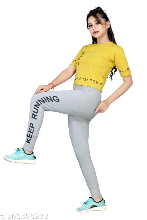 Women's Cotton Keep Running Printed Jeggings Pack Of 3(Size:-26 To 36)