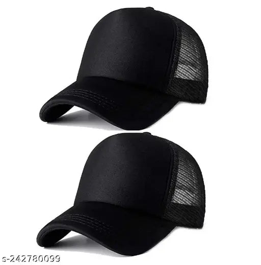 Polyster half-fabric, half-net baseball cap with a solid pattern, suitable for men and women. Two net quantities available - ideal for spring/summer gifting