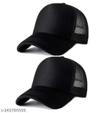 Polyster half-fabric, half-net baseball cap with a solid pattern, suitable for men and women. Two net quantities available - ideal for spring/summer gifting