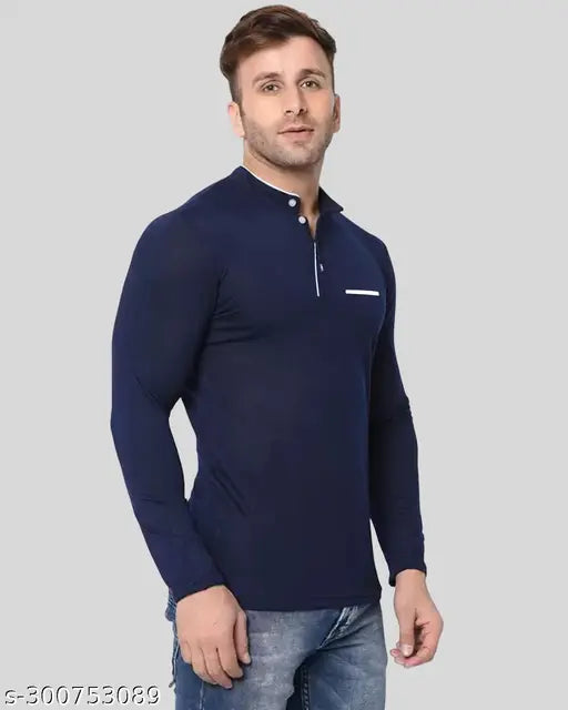 Indian-made men's regular fit cotton Henley neck full sleeve solid t-shirt - perfect for casual wear, lightweight and comfortable