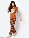 Imported cotton blend night suit with printed net pattern, ideal for hot summer nights, on mannequin