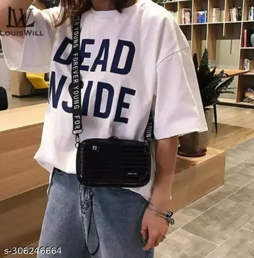 Black sling bag for women, designed with a side pocket and adjustable strap, perfect accessory for those who are always on the go
