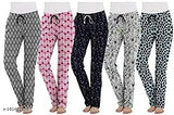 Black cotton pajama bottoms with multicolored print design in different colors for womens lounge wear nightwear
