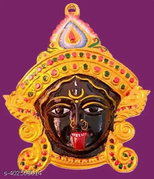 Metal Kali Maa wall hanging, multi-Kali Maa mask, 6 inch height, Indian decorative showpiece