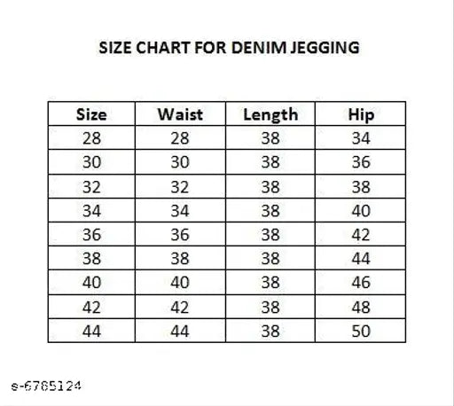 Solid denim women's jeggings, machine washable, elastic closure, party wear, regular fit, any occasion. Denim jeggings with pocket on back side, comfortable to wear, best quality and stretchable material. Size: 30, 32, 34, 36, 38, 40, 42, 44. Made in India." [Optimized for SEO: Solid denim women's jeggings, party wear, machine washable, best quality stretchable material]