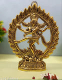 Metal Natraj statue, gold-toned feng shui showpiece for home decor, 24cm high
