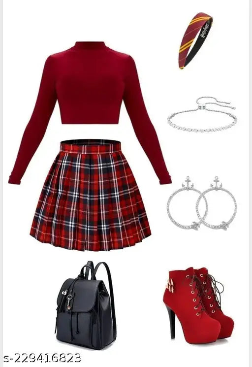 Women's stylish long pleated skirt, high waist, short skater style, mini length, tennis silhouette, above knee cut