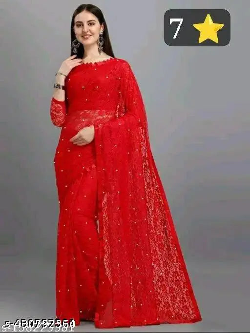 Trending net saree, free size, self-design pattern, perfect for festive wear