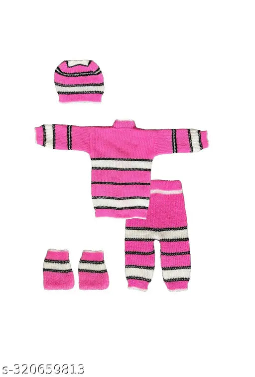 Wool unisex sweater set, printed net pattern, size 0-3 months, India origin