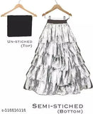 Velvet-and-net embellished lehenga choli for girls, semi-stitched in India