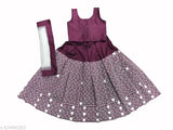 Taffeta silk star Lehanga Cholis in solid design, embellished with net dupatta - Indian children's wear