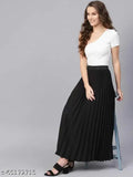 Women's black skirt with ruffle details, knee length, casual style
