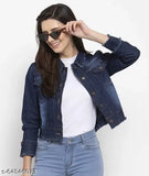 Blue Denim Women's 3 Patti Jacket, solid pattern, long sleeves, versatile, casual wear