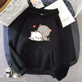 Retro cat design on solid fleece cotton blend hoodie, long sleeve for teenagers (12-16 years), made in India