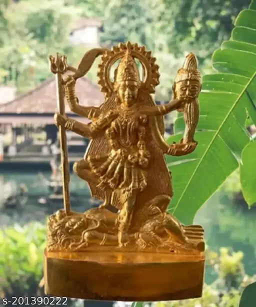 Brass Kali Kalkatte Wali Kali Mata statue from India, intricate decorative showpiece for home or temple