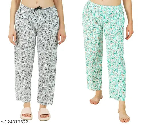 Pyjamas - printed leggings, light blue, dark blue pattern
