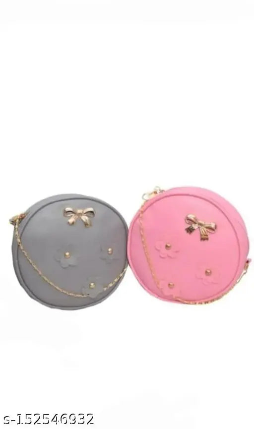 Pink and grey sling bags, cross body style, 2 pieces