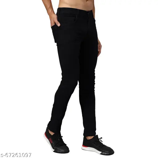 Stylish slim fit black denim jeans for men, high-quality Indian-made jean