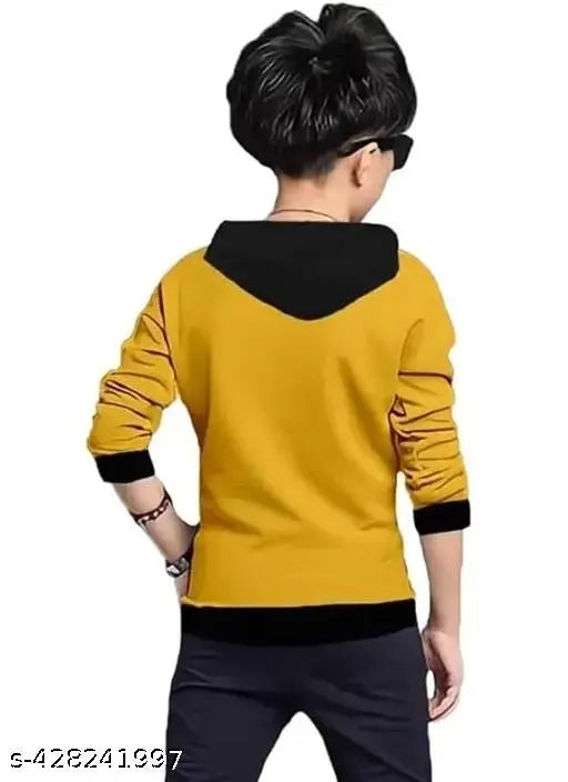 kids pack of 2 hood neck printed regular fitted full sleeves cotton tshirt