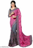 Vichitra silk saree with embroidered net blouse, free size, 6.3m length from India