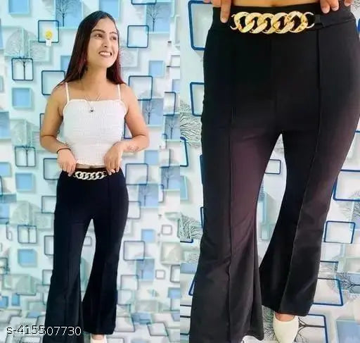 Viscose rayon trousers for women, solid color with both side pockets, stretchable and comfortable, XS to XL sizes, made in India