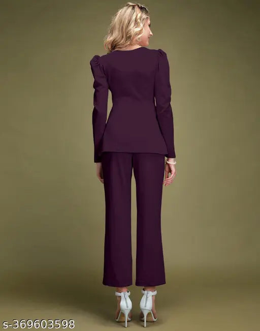 Women's lycra three-quarter sleeve solid cordset trousers, new trendy Indian fashion