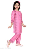 Rayon A-line top & trousers set, printed with festive patterns for girls aged 5-12, Indian children's western wear