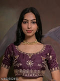 Purple georgette sequined saree with intricate embroidery
