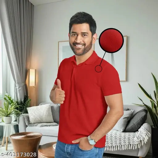 Premium polycotton Dhoni-style polo tee, short sleeves, Indian craftsmanship