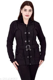 Black woolen colorblocked hooded sweater for girls' winter wear, perfect everyday fashion by Rahima Garments (11-16 years)