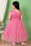 Pink satin tulle ruffle party dress, short sleeves