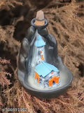 Handcrafted polyresin Kedarnath miniature temple, smoke fountain incense holder idol with free cones (Indian artifact, 12cm height)
