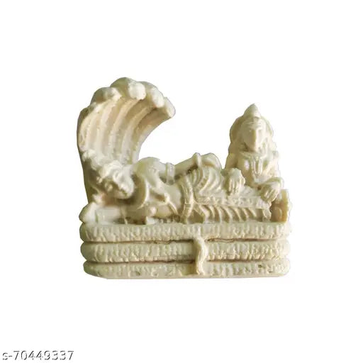 Handcrafted Polyresin White Vishnu Ji with Laxmi Statue, multicolor, standard size, Indian artisanal home decor and worship idol