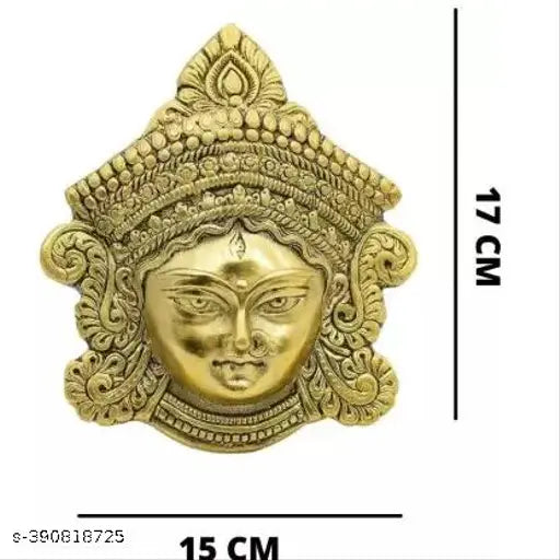 Durga MATA gold metal wall hanging, decorative showpiece for good luck, success, prosperity - 17 cm (Oxide)