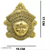 Durga MATA gold metal wall hanging, decorative showpiece for good luck, success, prosperity - 17 cm (Oxide)
