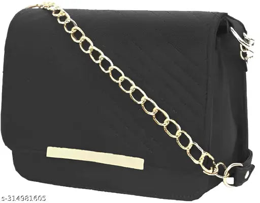 Black quilted shoulder bag with chain link detail