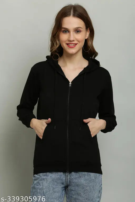 Fleece winter hood jacket by AAIRAS, solid-colored fleece jacket with long sleeves for men and women