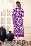 Purple and white patterned kurta dress with long sleeves