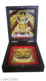 Indian glass photo frame with KSB Shri Khatu Shyam Baba Charan Paduka, ideal for worship and religious place decor
